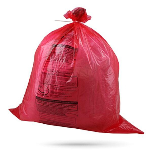 Пакеты для медицинских отходов с информацией, 300х330 мм, красный, В, упаковка 100 шт