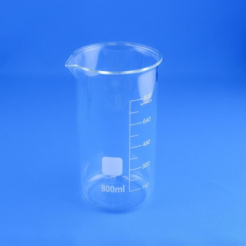 Стакан лабораторный высокий 5drops В-1-800, 800 мл, стекло Boro 3.3, градуированный