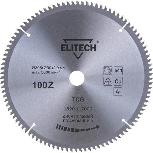 Пильный диск по алюминию Elitech 305х30х2 мм; 100Z