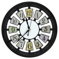 Часы настенные "Домино" д32,5х4,2см, мягкий ход, циферблат фотопеч, пласт. черн.