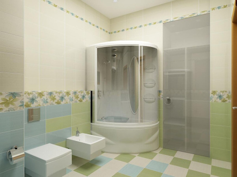 Ремонт ванной комнаты по дизайн проекту с душевой кабиной